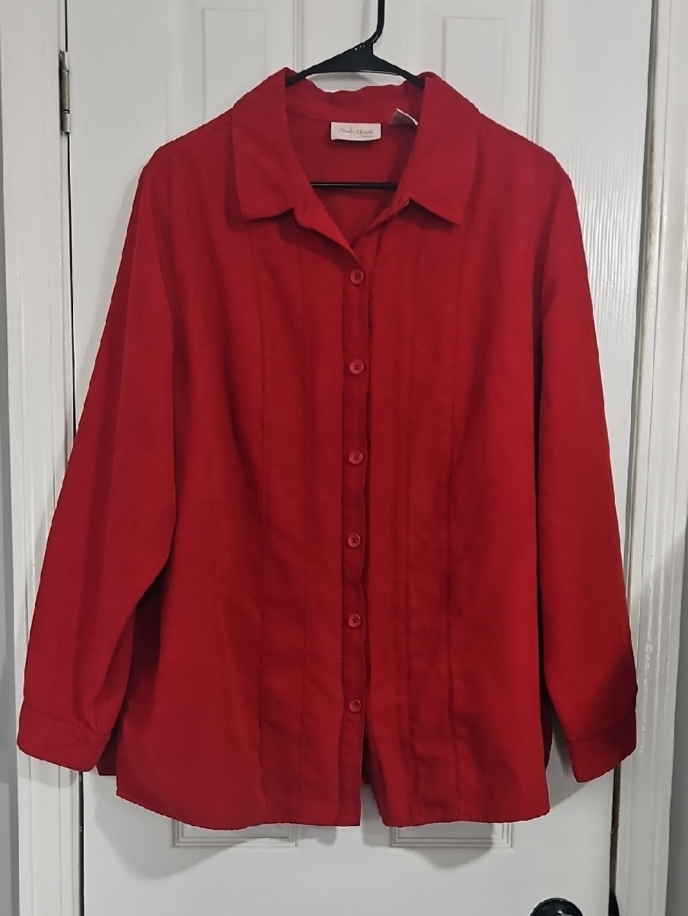 Studio Works Red Women's Collared Button-Up Shirt